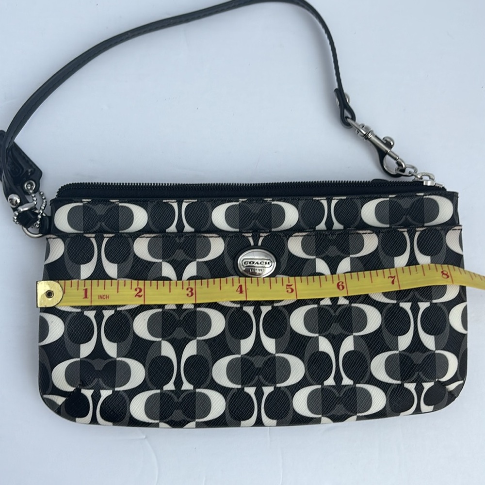 Coach Signature Black White Wristlet Clutch Wallet Mini Purse Black and White - Picture 8 of 9